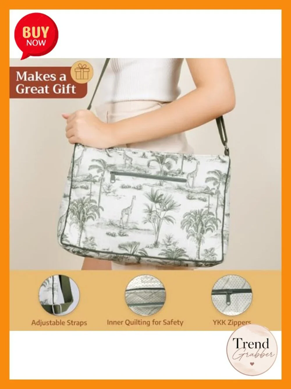 Cotton Shoulder Bag Crossbody Tote with Pockets